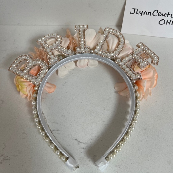 NEW Custom made Bride headband Crow, Bride crown rhinestone & pearl band.NEW main image 5